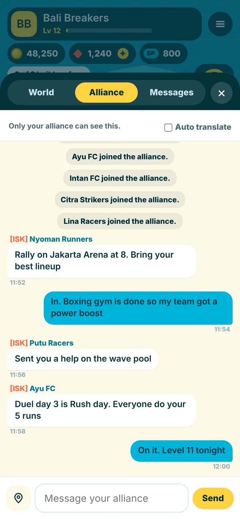 Alliance chat